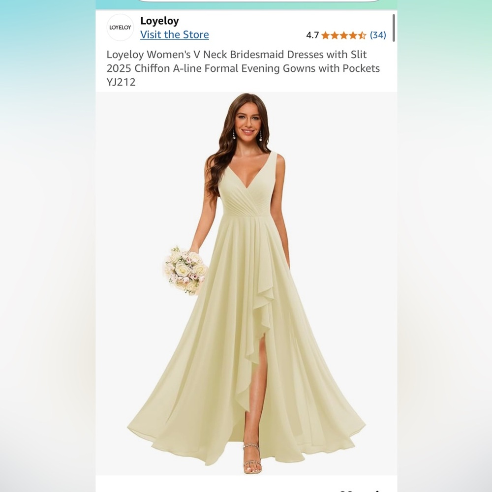 Elegant light yellow Evening Gown